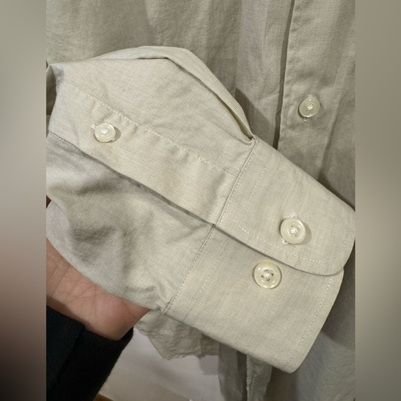 Nautica Men Dress Shirt Button Down 100% Cotton Tan Size Neck 15.5 - Picture 5 of 7